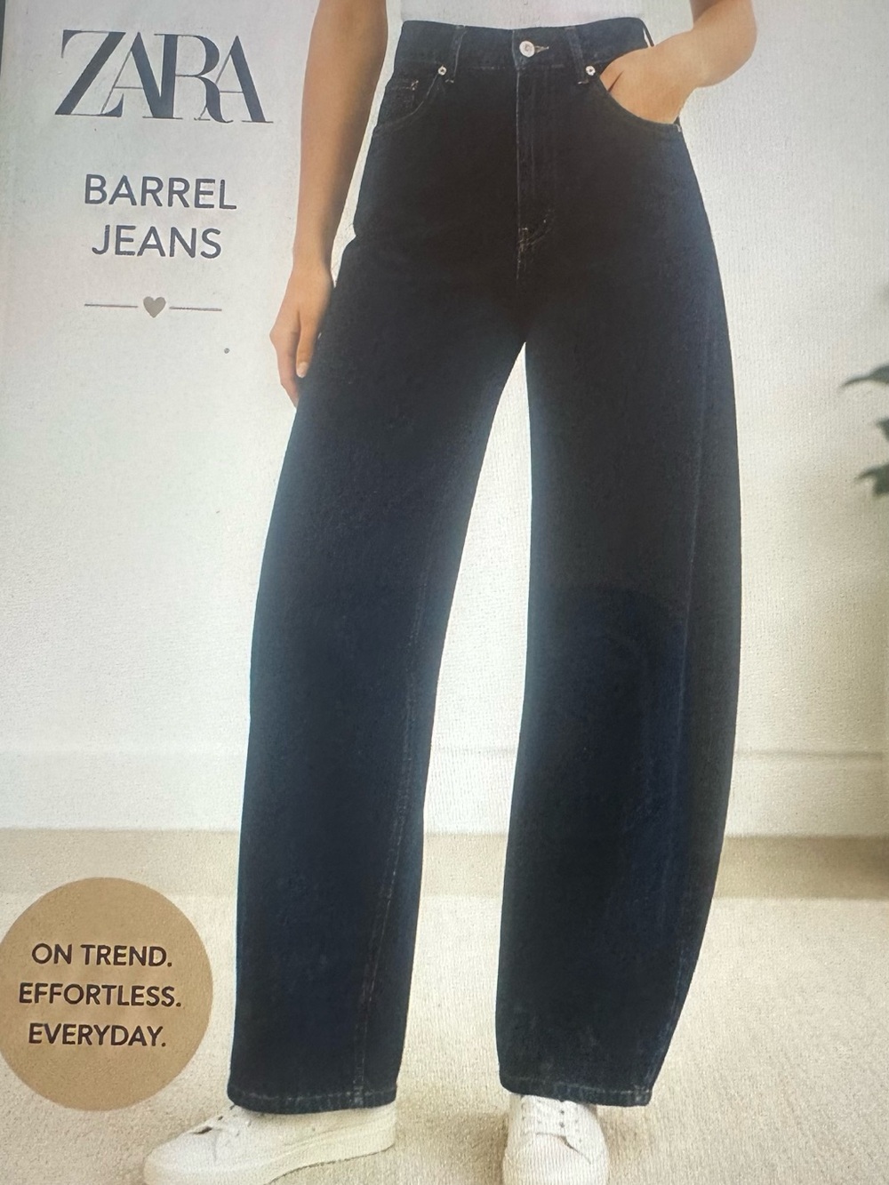 ZARA BARREL JEANS DARK WASH*HIGH RISE*WIDE LEG*MODERN FIT (2)